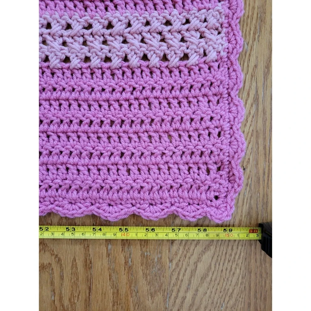 EUC handmade CROCHET Afghan Blanket Throw GIFT PINK